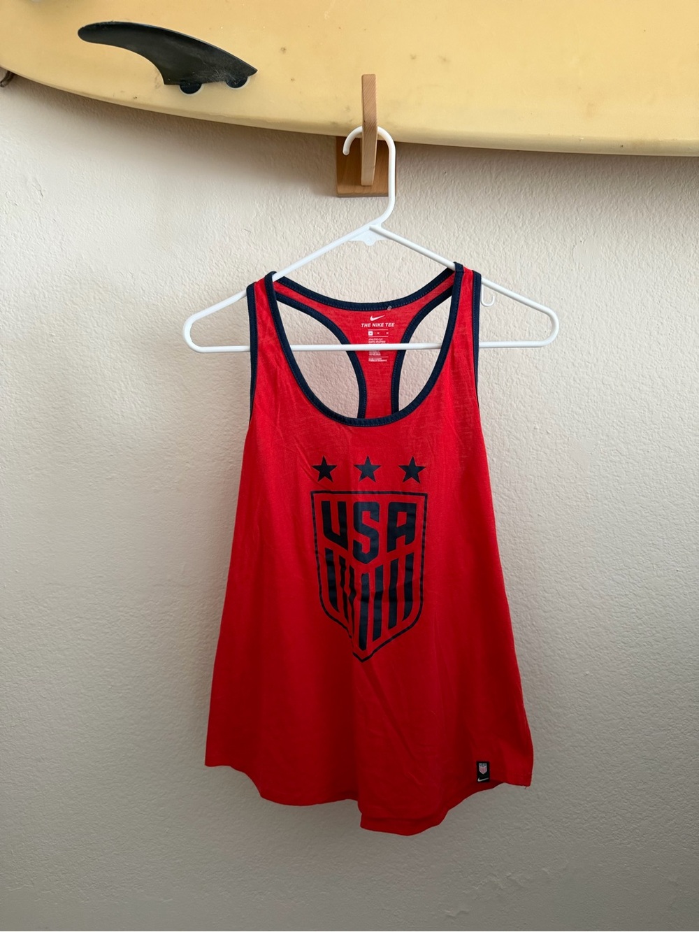 Nike Red Tank Top with Navy Trim and Star Graphic